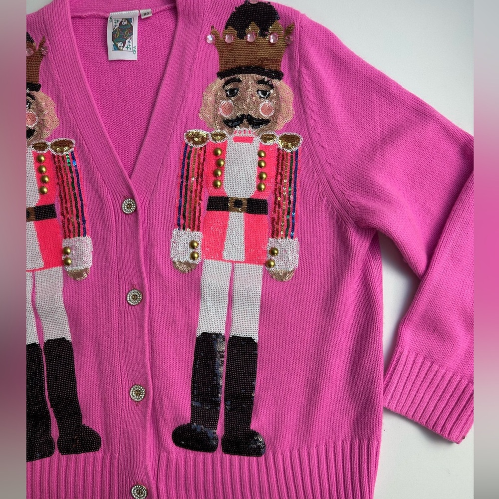 Queen of Sparkles Pink Nutcracker Sweater Cardigan Size XS - Picture 9 of 13